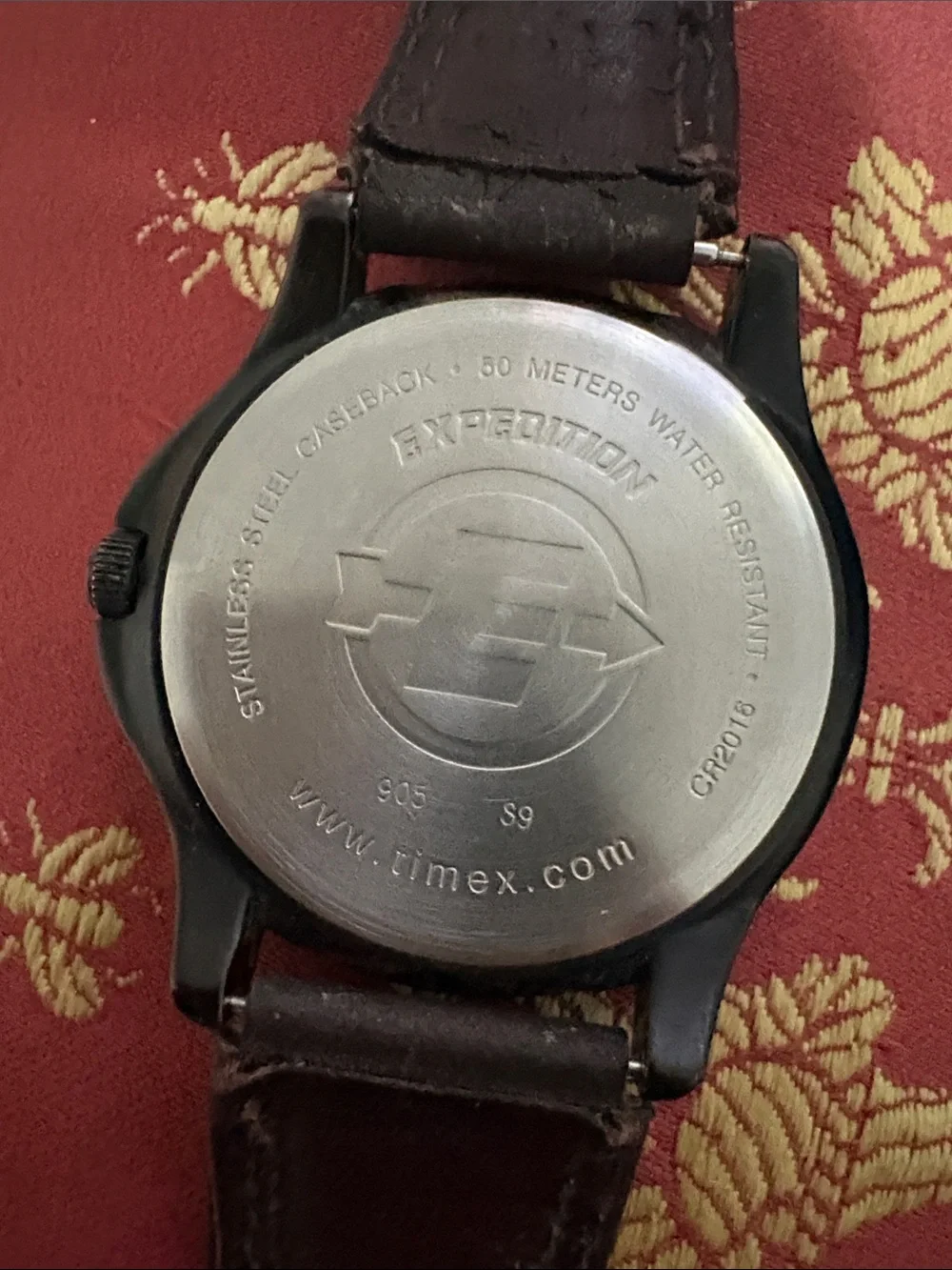 Timex Expedition Beige Dial Watch with Dark Brown Strap